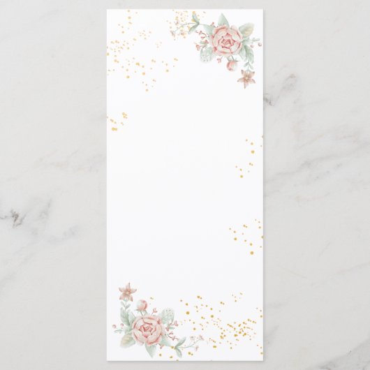 Dusty Roos Pink Peony Floral Peach Wedding Menu (Achterkant)