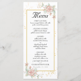 Dusty Roos Pink Peony Floral Peach Wedding Menu