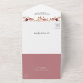 Dusty Roos Pink Pumpkin en Ivory Floral Wedding All In One Uitnodiging (Buitenkant)