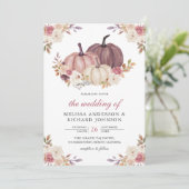 Dusty Roos Pink Pumpkin en Ivory Floral Wedding Kaart (Staand voorkant)
