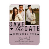 Dusty Roos Pink Save the Date 2 Foto Bruiloft Magneet (Verticaal)