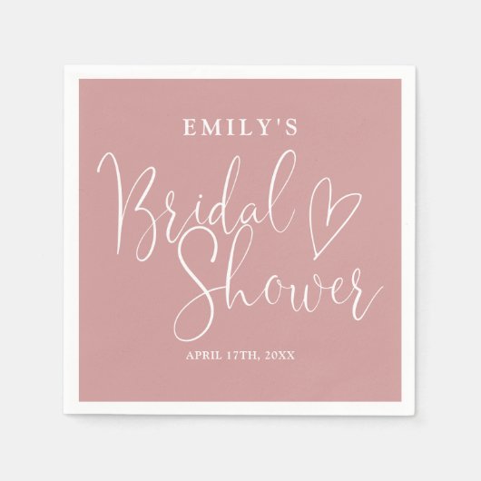 Dusty Roos Pink Script Calligraphy Vrijgezellenfee Servet (Voorkant)