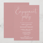 Dusty Roos Pink Script Engagement Party Kaart (Voorkant / Achterkant)