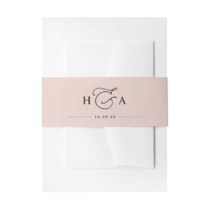 Dusty Roos Pink Simple Monogram Weddenschap Uitnodigingen Wikkel