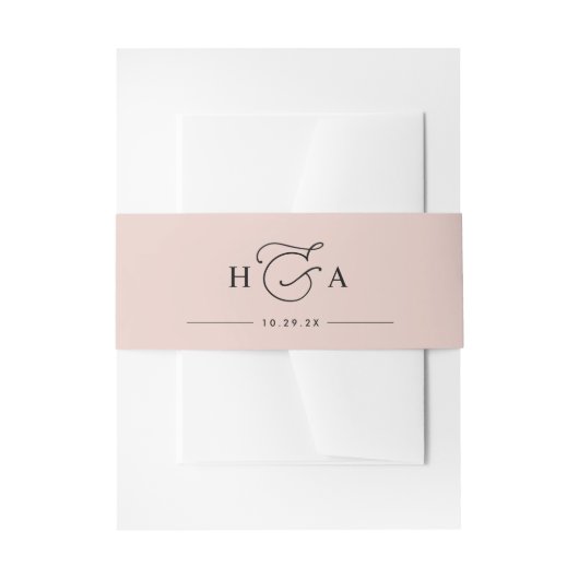 Dusty Roos Pink Simple Monogram Weddenschap Uitnodigingen Wikkel (Voorkant Voorbeeld)
