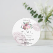 Dusty Roos Plum Peony Floral Wedding Kaart (Staand voorkant)