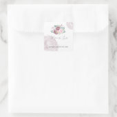 Dusty Roos Plum Peony Floral Wedding Vierkante Sticker (Tas)