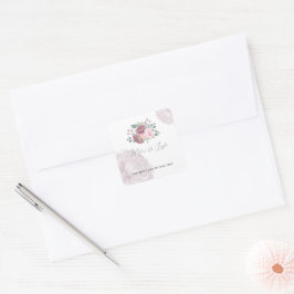Dusty Roos Plum Peony Floral Wedding Vierkante Sticker