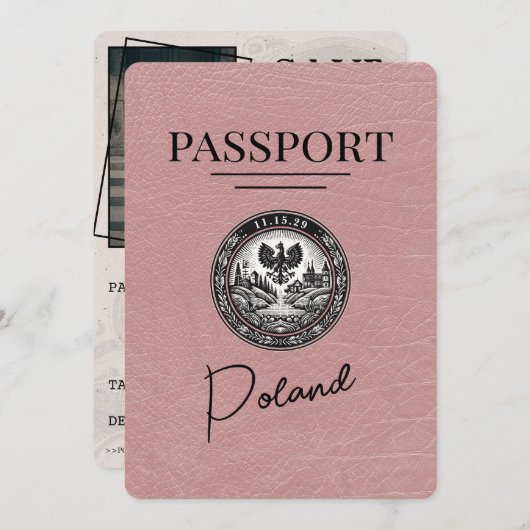 Dusty Roos Poland Passport Bewaar de datum Save The Date (Voorkant / Achterkant)
