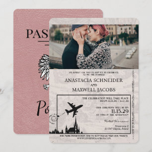 Dusty Roos Polen Paspoort Huwelijksuitnodiging Kaart