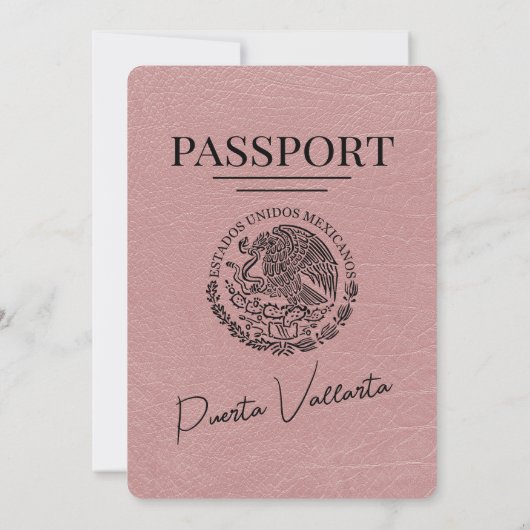 Dusty Roos Puerta Vallarta Passport Wedding Kaart (Achterkant)