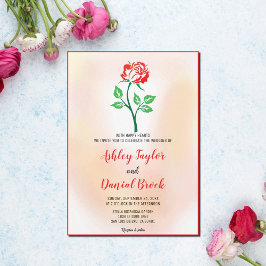 Dusty roos red flower blush roze floral Weddenscha Kaart