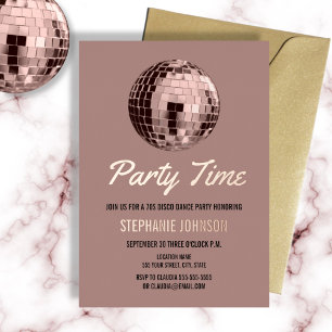 Dusty Roos Retro 70s Disco Ball Birthday Party Folie Uitnodiging
