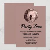 Dusty Roos Retro 70s Disco Ball Birthday Party Kaart (Voorkant / Achterkant)