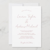 Dusty Roos Romantic Modern Wedding Invitation Kaart (Voorkant)