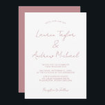 Dusty Roos Romantic Modern Wedding Invitation Kaart<br><div class="desc">Prachtige,  elegante en eenvoudige,  stoffige roos romantische huwelijksuitnodiging. Volledig aanpasbaar met namen,  datums,  locatie en kleuren die overeenkomen met uw trouwthema.</div>