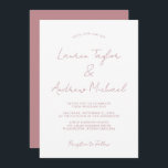 Dusty Roos Romantic Modern Wedding Invitation Kaart<br><div class="desc">Prachtige,  elegante en eenvoudige,  stoffige roos romantische huwelijksuitnodiging. Volledig aanpasbaar met namen,  datums,  locatie en kleuren die overeenkomen met uw trouwthema.</div>