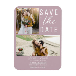 Dusty Roos Roze 2 foto's Save the Date Wedding Magneet