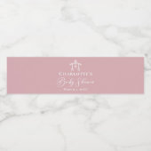 Dusty Roos Roze Baby shower Party Gepersonaliseerd Waterfles Etiket (Enkel label)