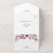 Dusty Roos roze bloem bruiloft details RSVP All In One Uitnodiging (Buitenkant)