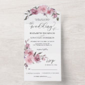 Dusty Roos roze bloem bruiloft details RSVP All In One Uitnodiging (Binnen)