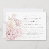 Dusty Roos Roze Bloemen Bruiloft Uitnodiging (Voorkant)