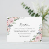 Dusty Roos roze bloemenbruiloft receptie Informatiekaartje (Staand voorkant)