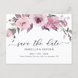 Dusty Roos Roze Blush Floral Flowers Save the Date Aankondigingskaart
