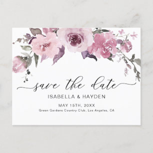 Dusty Roos Roze Blush Floral Flowers Save the Date Aankondigingskaart