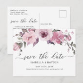 Dusty Roos Roze Blush Floral Flowers Save the Date Aankondigingskaart (Voorkant / Achterkant)