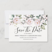 Dusty Roos Roze Blush Floral Save the Date (Voorkant)