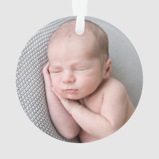 Dusty Roos Roze Blush Fotonaam pasgeboren baby Ornament (achterkant)