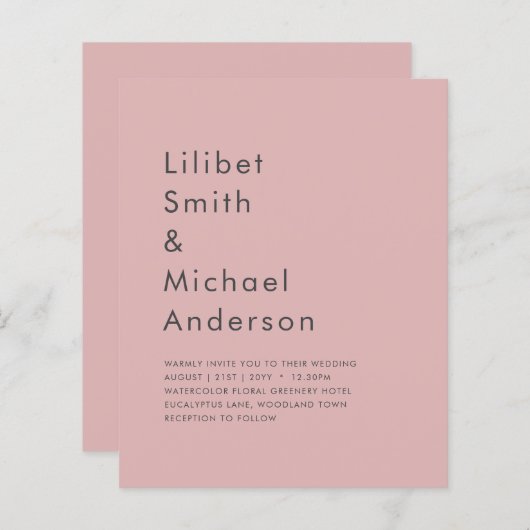 Dusty Roos Roze Bruiloft (Voorkant / Achterkant)