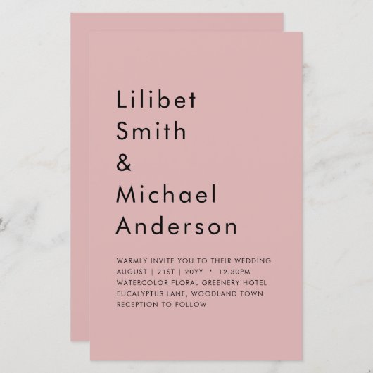 Dusty Roos Roze Bruiloft (Voorkant / Achterkant)