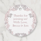 Dusty Roos roze bruiloft botanisch Bedankjes Labels (Achterkant)