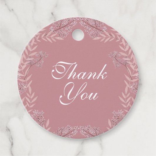 Dusty Roos roze bruiloft botanisch Bedankjes Labels (Voorkant)