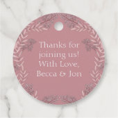 Dusty Roos roze bruiloft  botanisch Bedankjes Labels (Achterkant)