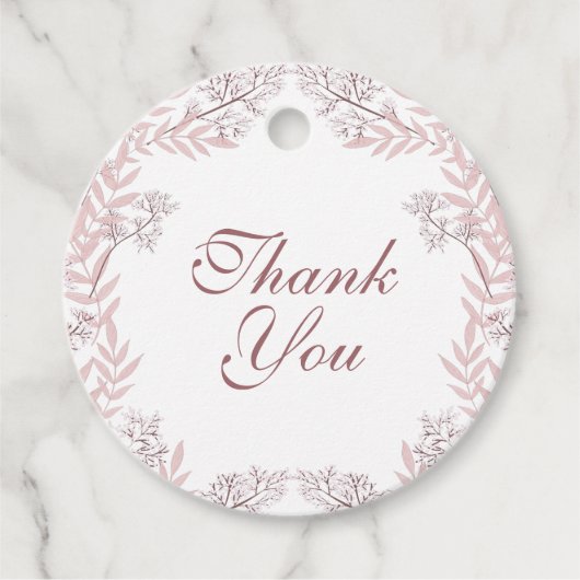 Dusty Roos roze bruiloft  botanisch Bedankjes Labels (Voorkant)