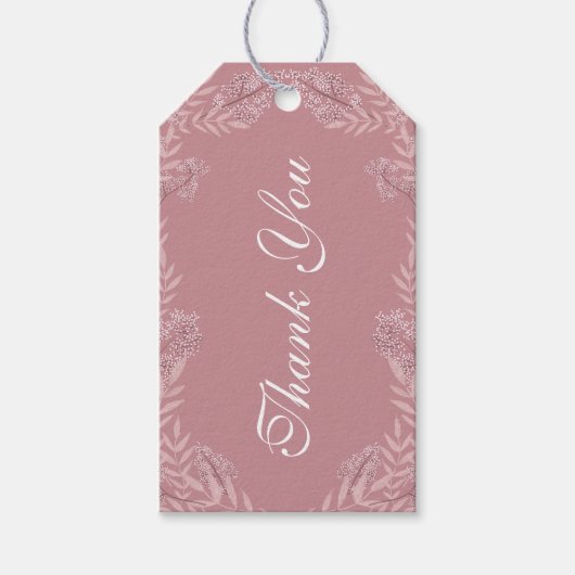 Dusty Roos roze bruiloft  botanisch Cadeaulabel (Voorkant)