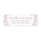 Dusty Roos roze bruiloft botanisch Etiket (Voorkant)