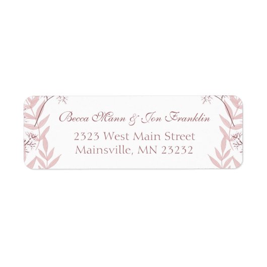 Dusty Roos roze bruiloft botanisch Etiket (Voorkant)