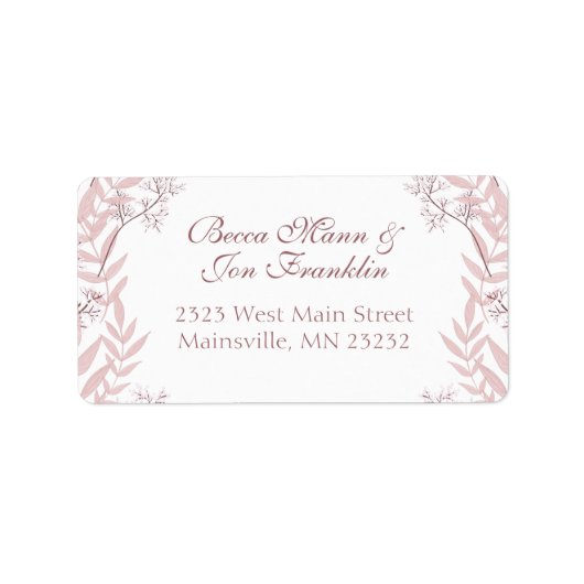 Dusty Roos roze bruiloft  botanisch Etiket (Voorkant)