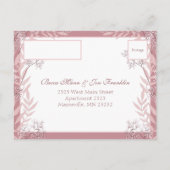 Dusty Roos roze bruiloft  botanisch Feestdagenkaart (Achterkant)