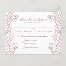 Dusty Roos roze bruiloft  botanisch Feestdagenkaart