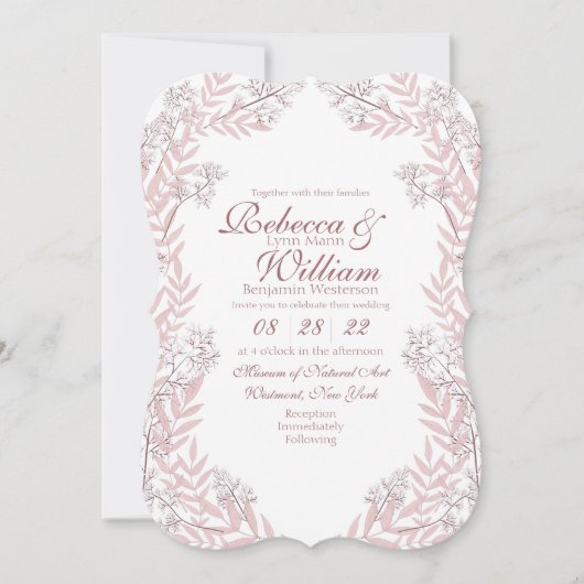 Dusty Roos roze bruiloft botanisch Kaart (Voorkant)