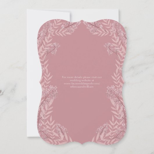 Dusty Roos roze bruiloft botanisch Kaart (Achterkant)