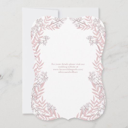 Dusty Roos roze bruiloft  botanisch Kaart (Achterkant)