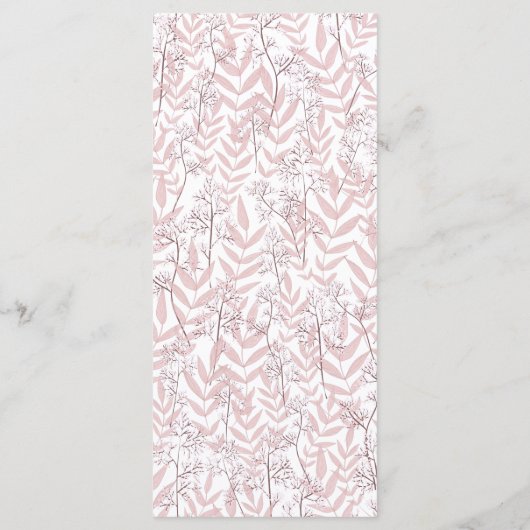 Dusty Roos roze bruiloft botanisch Menu (Achterkant)