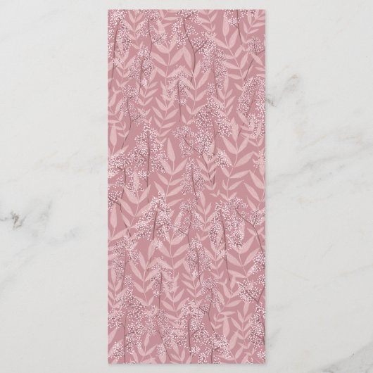 Dusty Roos roze bruiloft  botanisch Menu (Achterkant)