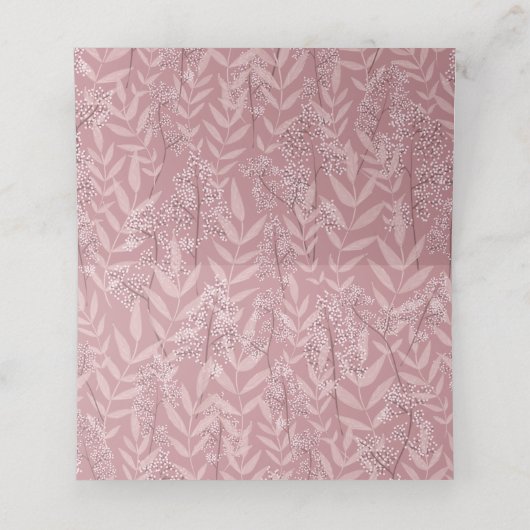 Dusty Roos roze bruiloft  botanisch Plaatskaartje (Binnenkant ongevouwen)